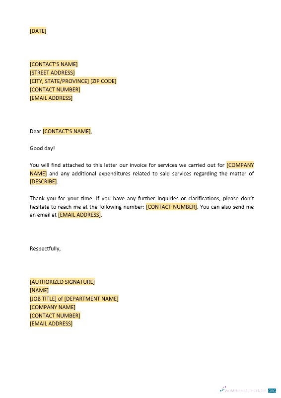 Download Letter to Customer Invoice Attached Template Photoshop template